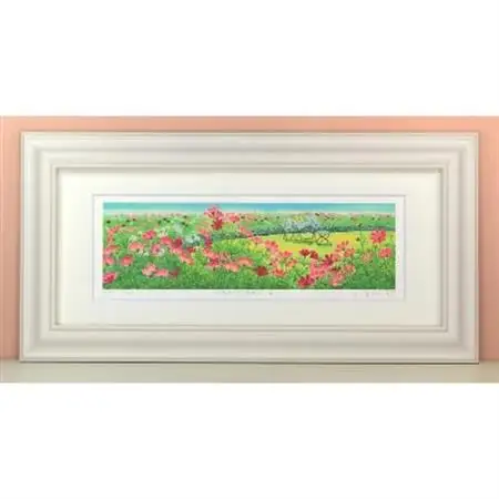 栗乃木ハルミ版画額装品「コスモスにかこまれて2」【1229916】