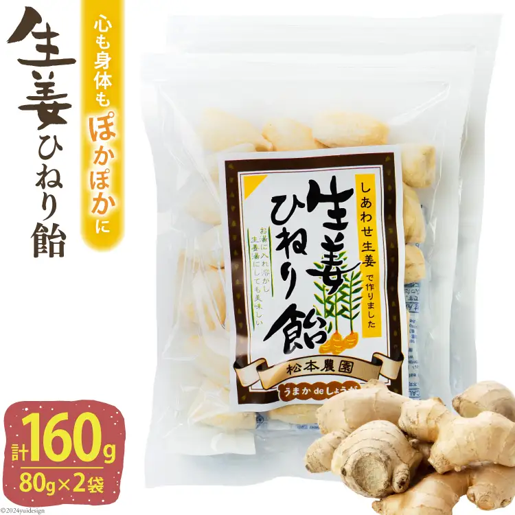 AI199 生姜ひねり飴 80g 2袋 計160g [長崎県 島原市]