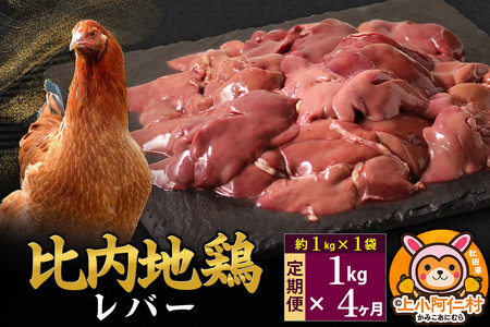【定期便4ヶ月】比内地鶏 レバー 1kg(1kg×1袋) 1kg 国産 冷凍 鶏肉 鳥肉 とり肉