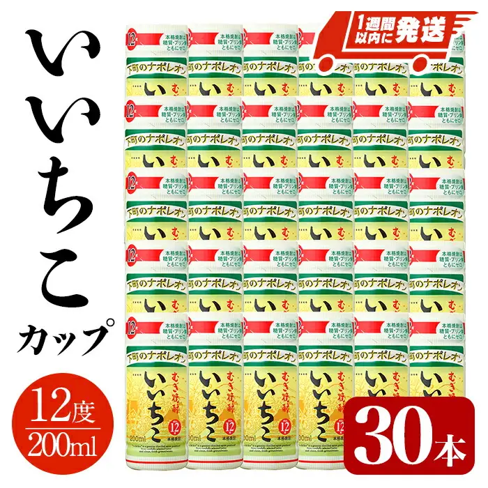 いいちこ カップ 12度(計6L・200ml×30本) 酒 お酒 むぎ焼酎 麦焼酎 常温 いいちこ 三和酒類 カップ【107305600】【時枝酒店】