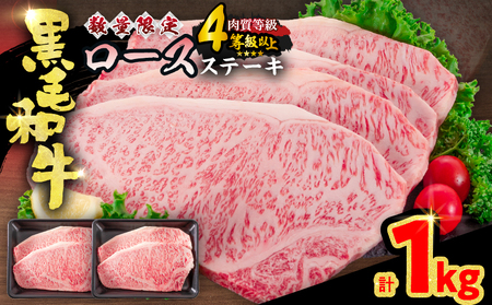オンライン決済限定【令和8年5月配送】数量限定 黒毛和牛 ロースステーキ 4枚 計1kg_ED11-25-05
