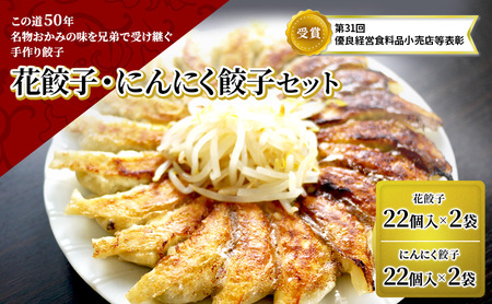 花餃子（22個入×2袋）とにんにく餃子（22個入×2袋）セット 加工食品 ぎょうざ 