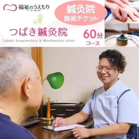 福祉のうえもり つばき鍼灸院の施術チケット　60分コース　「はり」「お灸」「ていしん」_旅行券・チケット   _【1585946】