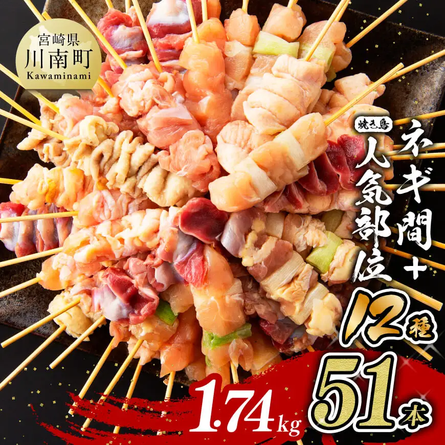 鶏肉 【令和8年8月発送分】宮崎県産若鶏やきとり人気部位串セット＆ネギまセット計51本 小分け 国産 鶏肉