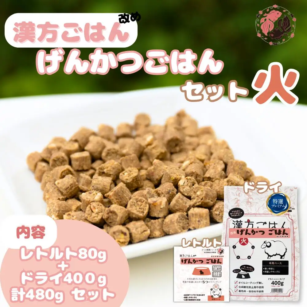 漢方ごはん改めげんかつごはん火（ドライ400g＋レトルト1個）セット