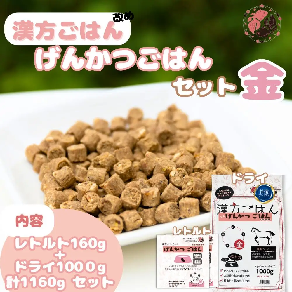 漢方ごはん改めげんかつごはん金（ドライ1000g＋レトルト2個）セット