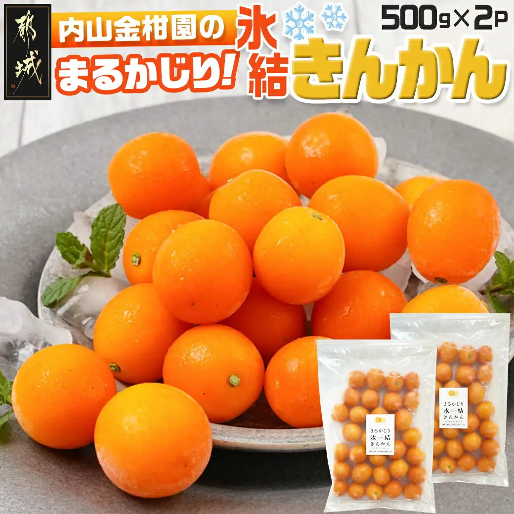【徳用】内山金柑園のまるかじり氷結きんかん1kg(500g×2P)〔12-J702〕_(都城市) 果物 急速冷凍 完熟きんかん 糖度16％以上 スイーツ おやつ 冷凍きんかん