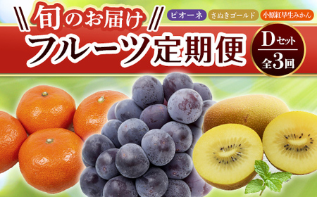 【フルーツ定期便 3回】 《ピオーネからスタート》 Dセット ピオーネ 約1.2kg さぬきゴールド 約2.7kg 小原紅早生みかん 約4.5kg ぶどう キウイ キウイフルーツ みかん 柑橘 旬 果物 国産 香川県 フルーツ定期便 F5J-796