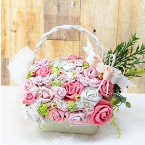 インテリア壁紙で作ったアレンジフラワー　～バスケット型～