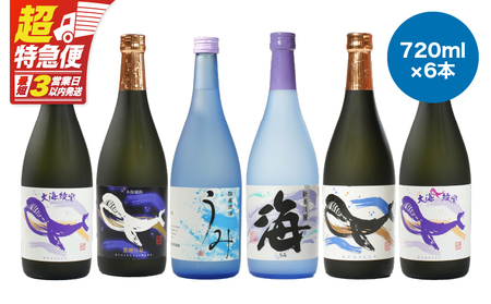 【 超特急便 】2859 【 地元特約店限定 】 鹿児島 の 代表酒造 ・ 大海酒造 本格芋焼酎 を お手軽 に 呑み比 べセット 720ml × 6本 セット KN031-012 酒 焼酎 スピード配送 最短 すぐ届く お急ぎ