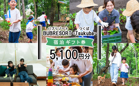 グランピング BUB RESORT Tsukuba 利用クーポン券 5,100円分 宿泊券 グランピング