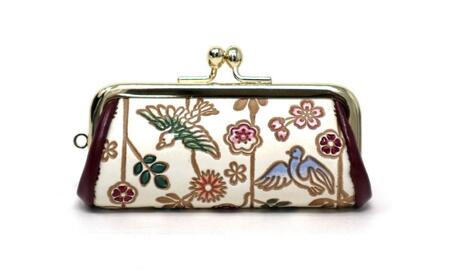 【文庫屋大関】印鑑ケース 枝垂れ花鳥【皮革工芸品】 革製品 工芸品 民芸品 牛革 小物入れ お祝い ギフト プレゼント 墨田区 東京都