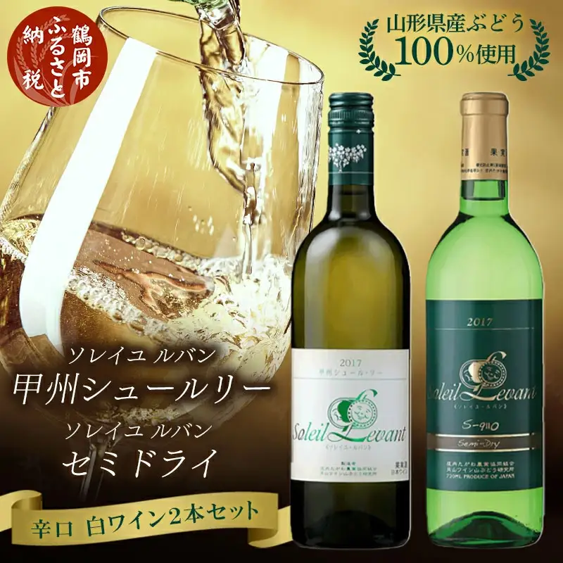 A45-001　白ワイン　飲み比べ2本セット　ソレイユルバン・甲州シュールリー　ソレイユルバン・セミドライ　750ml・720ml