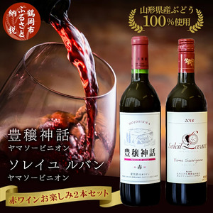 赤ワイン　飲み比べ2本セット　ソレイユルバン・ヤマソービニオン750ml＆豊穣神話・ヤマソービニオン720ml　K21-744