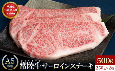 【茨城県共通返礼品】茨城県産 常陸牛A5等級 サーロインステーキ 500g(250g×2枚) あらぎりわさび付 | 牛肉 肉 A5 サーロイン さーろいん ステーキ すてーき 焼肉 バーベキュー BBQ パーティー 食卓 牛 柔らかい お祝い ジューシー 茨城県