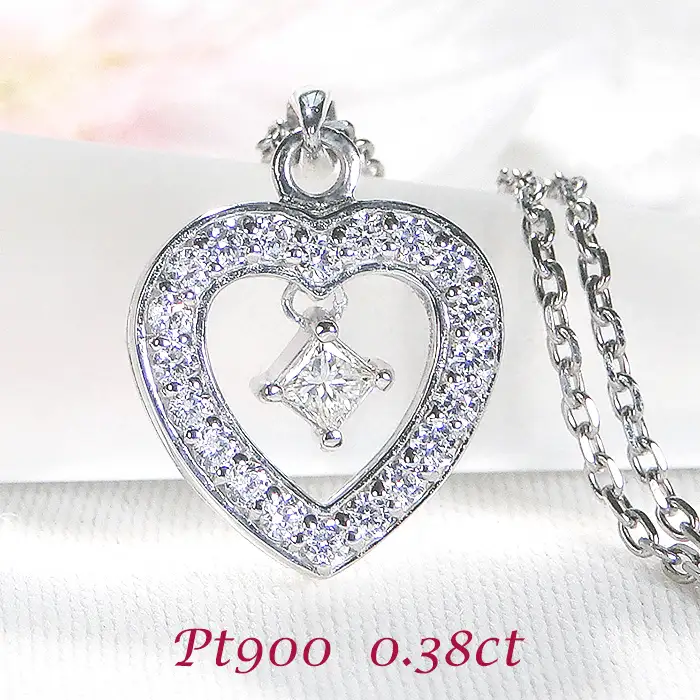 ネックレス プラチナ PT900 【計0.38ct】 ダイヤモンド 揺れるダイヤ プリンセスカット レディース ペンダント【f252-pt-p】 ALPAZ119