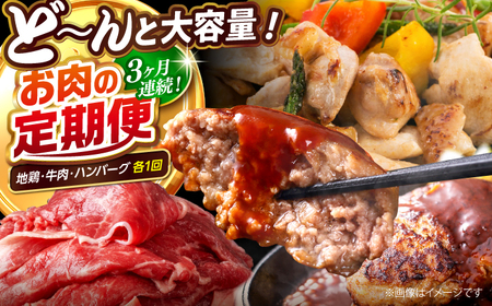 【3回定期便】高知の肉定期便〈はちきん地鶏・土佐あかうし・ハンバーグ〉大容量セット【合同会社土佐あぐりーど】[ATBO035]