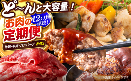 【12回定期便】高知の肉定期便〈はちきん地鶏・土佐あかうし・ハンバーグ〉大容量セット【合同会社土佐あぐりーど】[ATBO037]