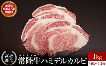 【茨城県共通返礼品】茨城県産 ハミデルカルビ1㎏ ｜ カルビ かるび カブリ 部位 ゲタ 中落カルビ リブ芯 リブ巻き 希少部位 高級部位 リブロース 牛肉 牛 大きい とろける 甘み はみでる 食卓 バーベキュー BBQ パーティー】