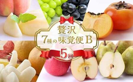 【2026年先行予約】贅沢7種の味覚便B（5回定期便）桃 もも シャインマスカット ぶどう りんご 柿 ラ・フランス 梨 果物 フルーツ 山形県 FSY-2637