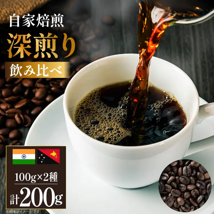 コーヒー豆 自家焙煎 深煎り 100g 2種 計200g  (生豆時) 飲み比べ セット シングルオリジン [フライヤーズ・カンパニー 北海道 砂川市 12260781]  
