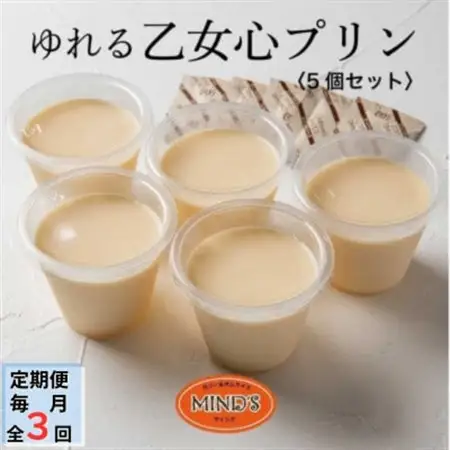 【毎月定期便】ゆれる乙女心プリン　5個セット全3回_菓子・スイーツ プリン    定期便 定期便  _【配送不可地域：離島】【4064263】