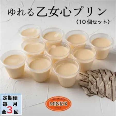 【毎月定期便】ゆれる乙女心プリン　10個セット全3回_菓子・スイーツ プリン    定期便 定期便  _【配送不可地域：離島】【4064266】