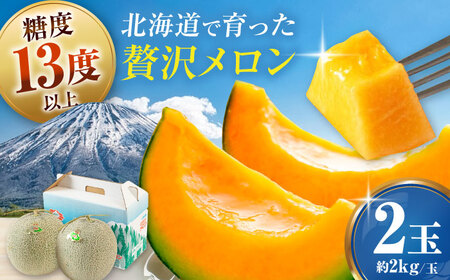 【8月中旬以降順次発送】赤肉メロン2玉 (約2kg/玉)  メロン [AJAK024]