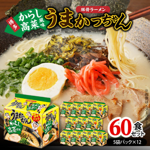 豚骨ラーメン うまかっちゃん 博多からし高菜風味 60食セット（5袋パック×12セット） _PC8806