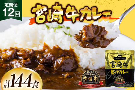 カレー 12回 定期便 レトルト 宮崎牛カレー 160g 12袋 総計144袋 [九州産商 宮崎県 日向市 452061184]
