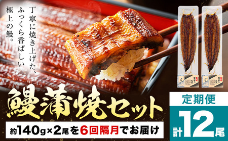 【隔月6回定期便】鰻 うなぎ 蒲焼き 2尾 (1尾約140g) タレ 山椒 付き 株式会社薩摩川内鰻《お申込みの翌月から出荷》鹿児島県 さつま町 送料無料 ウナギ 蒲焼 かば焼き 丑の日 うなぎ お取り寄せ グルメ