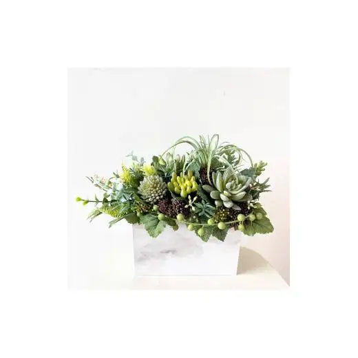 【ギフト用】美流渡の森 アーティフィシャルフラワー多肉植物横長アレンジ