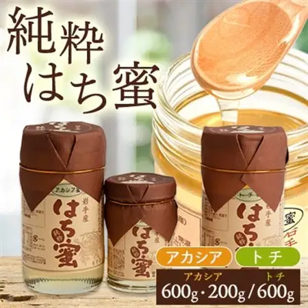 天然ハチミツ2種3個セット(アカシア600g×1個、200g×1個、トチ600g×1個)_はちみつはちみつはちみつはちみつはちみつ_【配送不可地域：離島・沖縄県】【1033998】