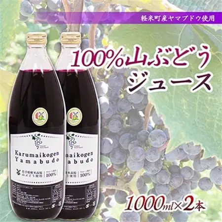 【軽米町産ヤマブドウ使用】100%山ぶどうジュース　1000ml×2本_ぶどうぶどうジュースジュースジュース_【配送不可地域：離島・沖縄県】【1101956】