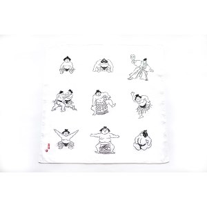 竹岱亭　型絵染めオリジナルお相撲柄ハンカチ