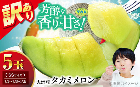 メロン【6月下旬から順次発送】 訳あり 小玉メロン（タカミ） SSサイズ 5玉入り（1.3kg～1.5kg） メロン[AGDG001]