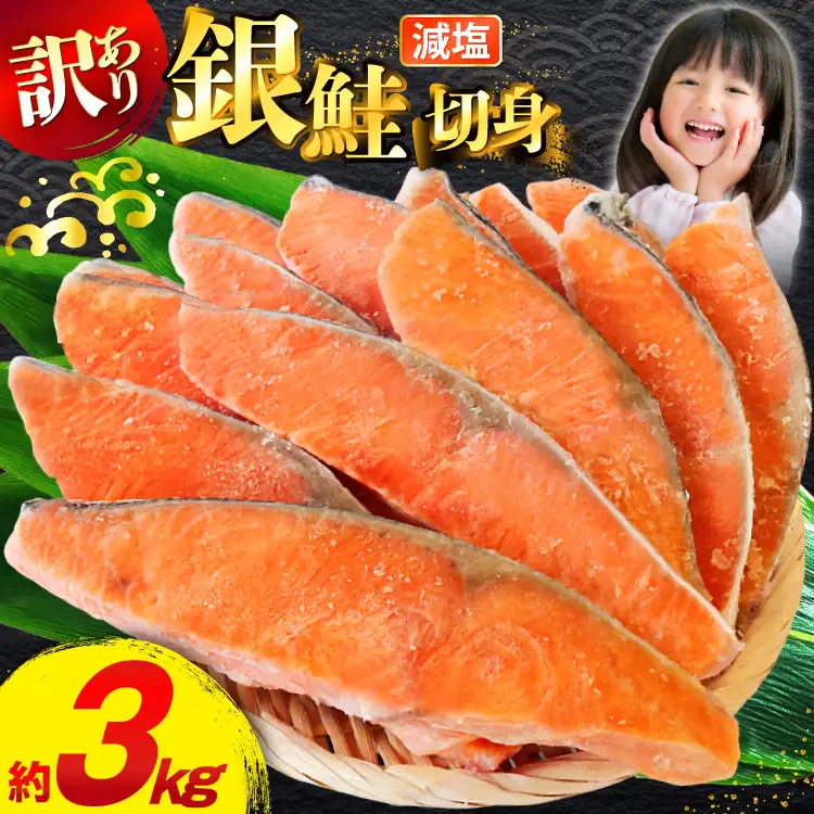 訳あり 無添加 銀鮭切身 減塩 約3kg [宮城県 気仙沼市 20565551] サケ しゃけ 魚 鮭