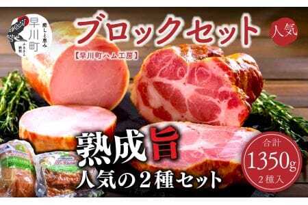 早川町ハム工房ロースハムブロック・ショルダーベーコンブロックセット