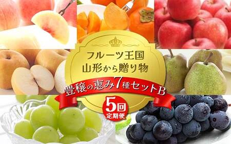 【2026年先行予約 定期便5回】ﾌﾙｰﾂ王国山形からの贈り物 ～豊穣の恵み7種セット B～桃 もも 梨 りんご 柿 ぶどう ラフランス デザート フルーツ 果物 くだもの 果実 食品 山形県 FSY-2509