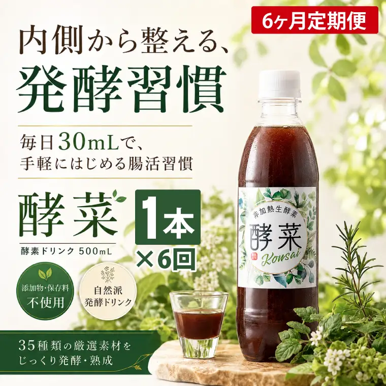 【6ヶ月定期便】非加熱生酵素『酵菜』500ml（EH-12）