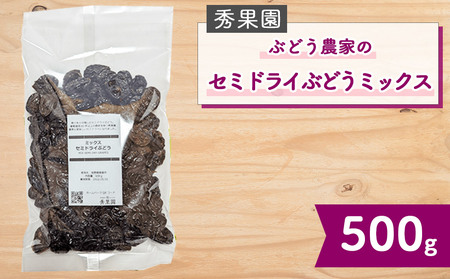 【秀果園】ぶどう農家のセミドライぶどうミックス500g ×1袋｜巨峰、シャインマスカット、ナガノパープルなど レーズン 無添加 砂糖不使用