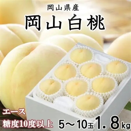 【先行受付】岡山白桃 エース 5～10玉 1.8kg 岡山県産【配送不可地域：離島・北海道・沖縄県】【1305706】