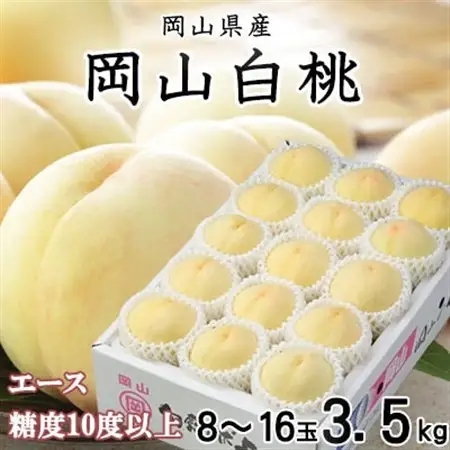 【先行受付】岡山白桃 エース 8～16玉 3.5kg 岡山県産【配送不可地域：離島・北海道・沖縄県】【1424435】