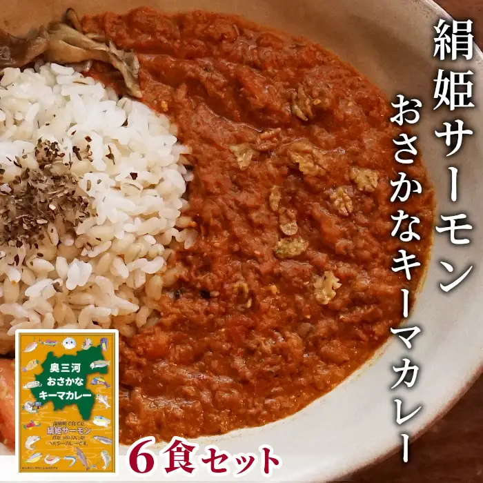 絹姫サーモン奥三河おさかなキーマカレー　6個セット  レトルトカレー カレー 魚カレー -009