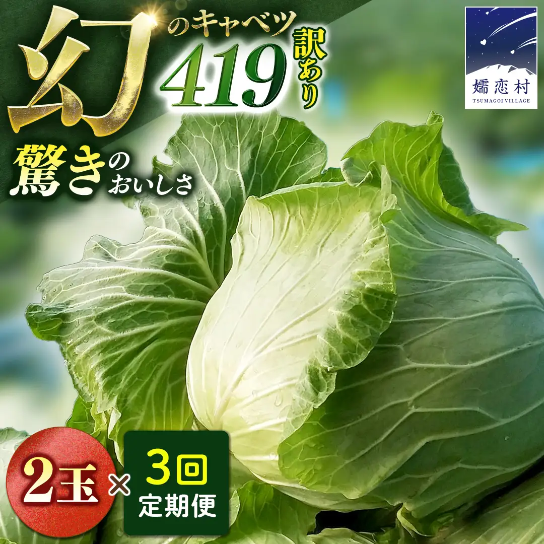＜レビューキャンペーン開催中＞【7月中旬発送開始】訳あり 《 3か月 定期便 》まぼろしの419キャベツ 2玉 3カ月 先行予約 [AL015tu]