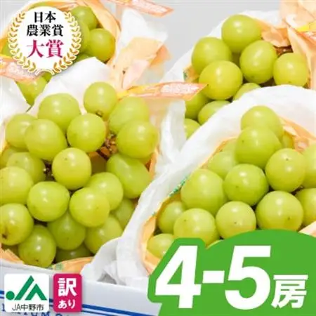 【2026年発送】JA中野市直送　訳ありシャインマスカット2.3kg以上満足セット(4～5房)【配送不可地域：離島】【1594569】