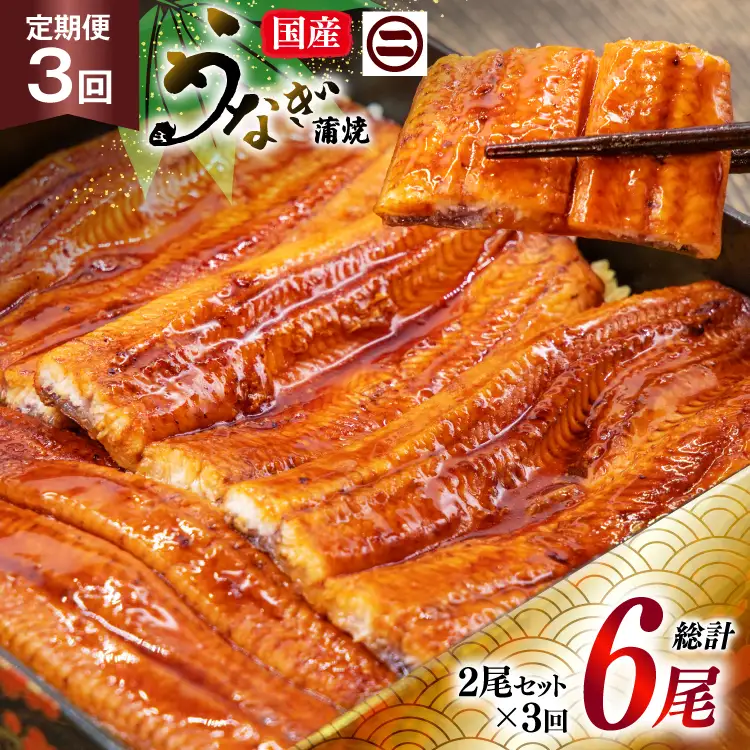 うなぎ 国産 蒲焼 定期便 145g前後 2尾 3回 総計6尾 真空パック タレ 山椒 付き 冷凍 [マルニうなぎ加工 静岡県 吉田町 22424474]