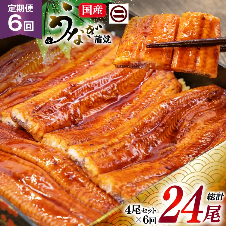 うなぎ 国産 蒲焼 定期便 145g前後 4尾 6回 総計24尾 真空パック タレ 山椒 付き 冷凍 [マルニうなぎ加工 静岡県 吉田町 22424477]