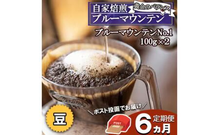 【6ヵ月定期便】ブルーマウンテン・ストレート(豆)【ポスト投函】レギュラーコーヒー 珈琲 コーヒー 珈琲粉 コーヒー豆 珈琲豆 ドリップコーヒー ドリップ 自家焙煎珈琲 自家焙煎コーヒー 6回 お楽しみ 福岡 福岡県 小郡市