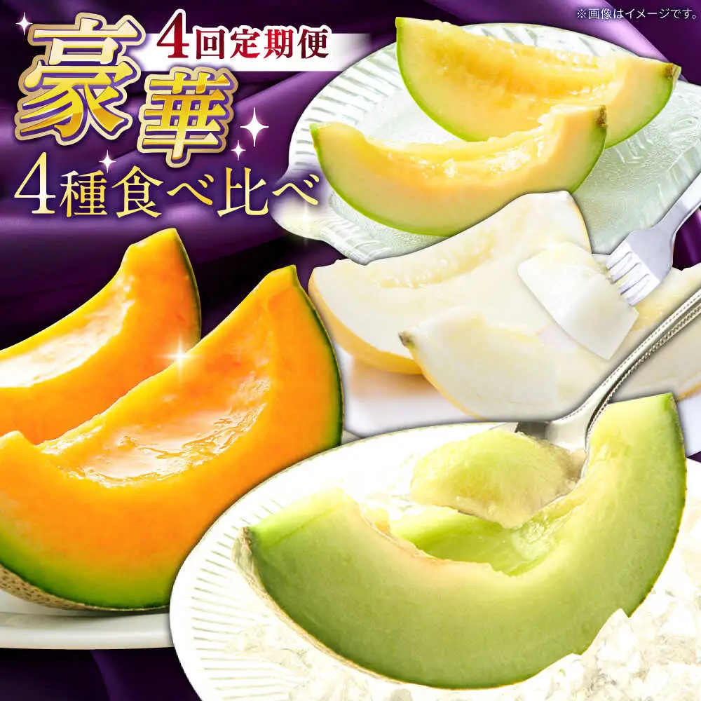【2027年4月下旬-発送】【4回定期便】メロン 4種 食べ比べ / プリンスメロン イエローキング タカミレッド タカミメロン / メロン めろん フルーツ 果物 / 南島原市 / 南島原果物屋[SCV045]